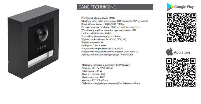 Vidos S2101 STACJA BRAMOWA IP